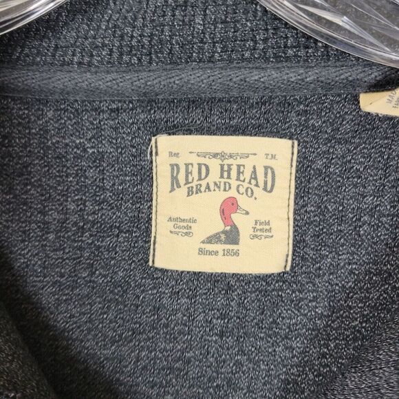 Red Head Sweatshirt Mens 2XL XXL Gray  1/4-Zip Heavy Charcoal Pullover - Picture 2 of 9